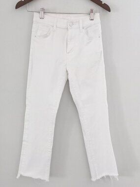 MOTHER Insider crop step fray white jeans